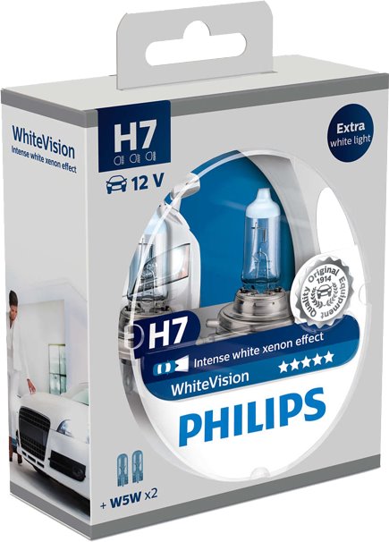 Žiarovka 12V H7 55W PX26d+W5W WhiteVision SET 2ks
